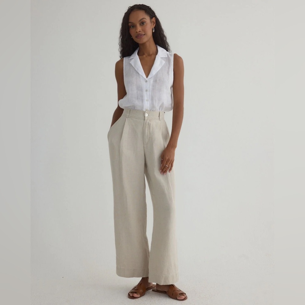 Bella Dahl Luxe Linen Pleated Ankle Pant - Linen Sand